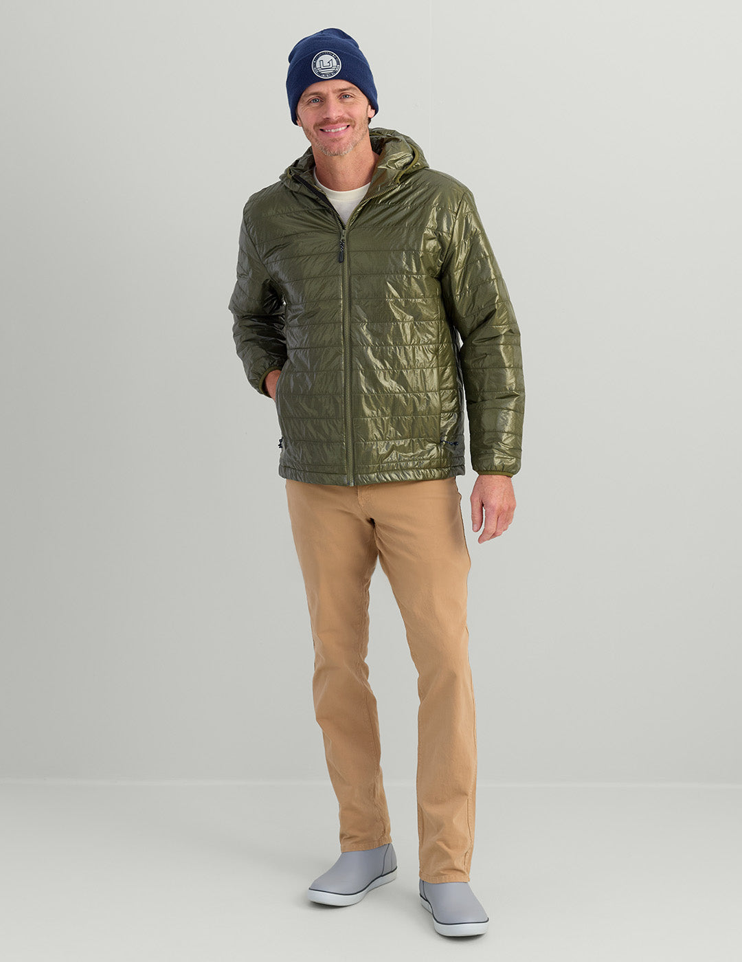 Mens Moss Insulated Fishing Jacket - Water-Resistant Hooded Coat