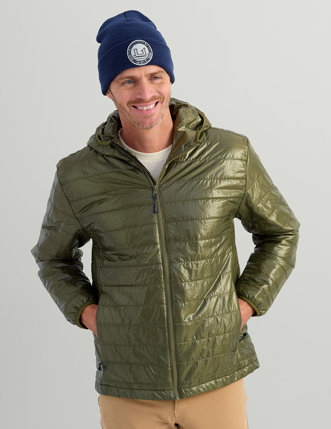 Mens Moss Insulated Fishing Jacket - Water-Resistant Hooded Coat