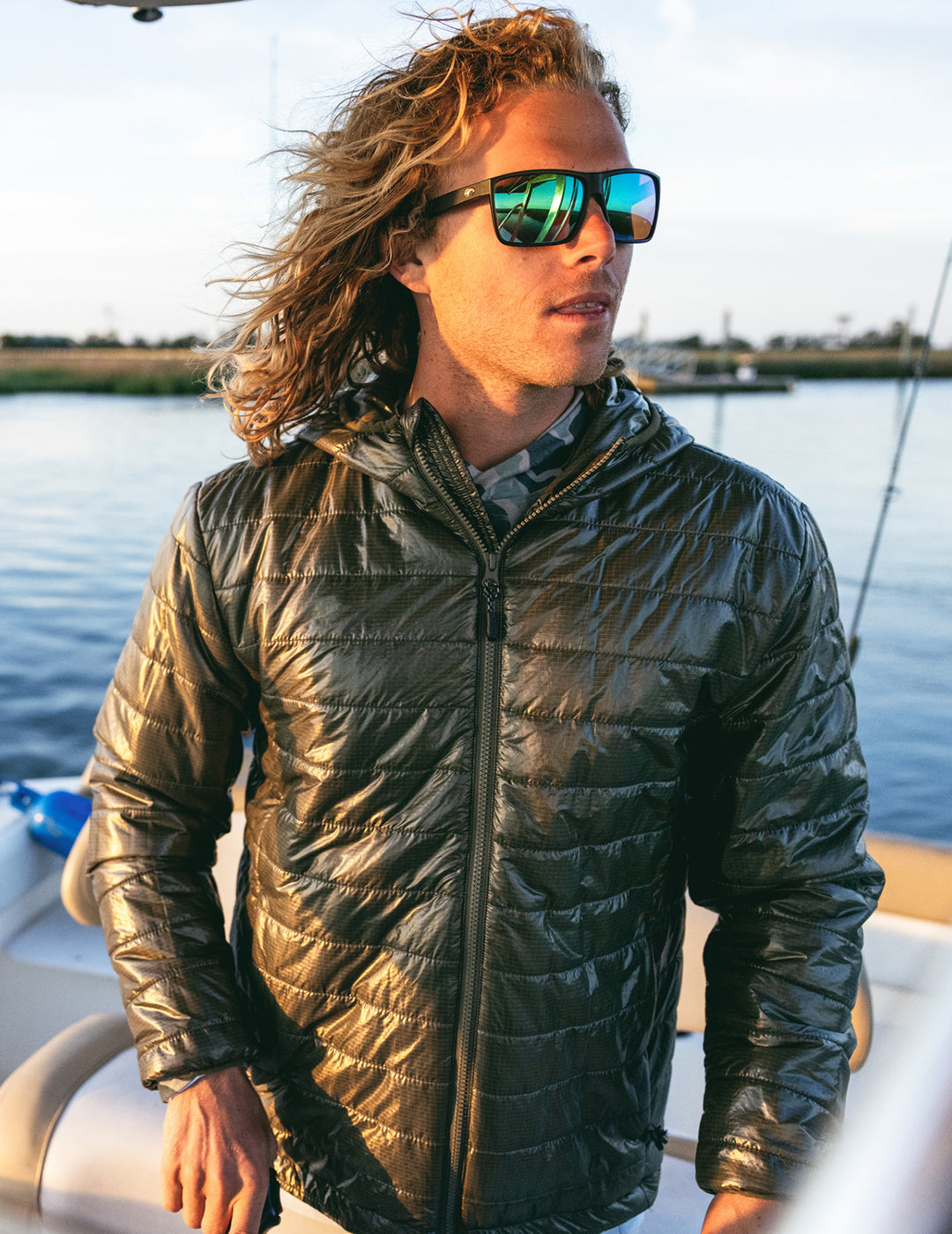 Mens Moss Insulated Fishing Jacket - Water-Resistant Hooded Coat