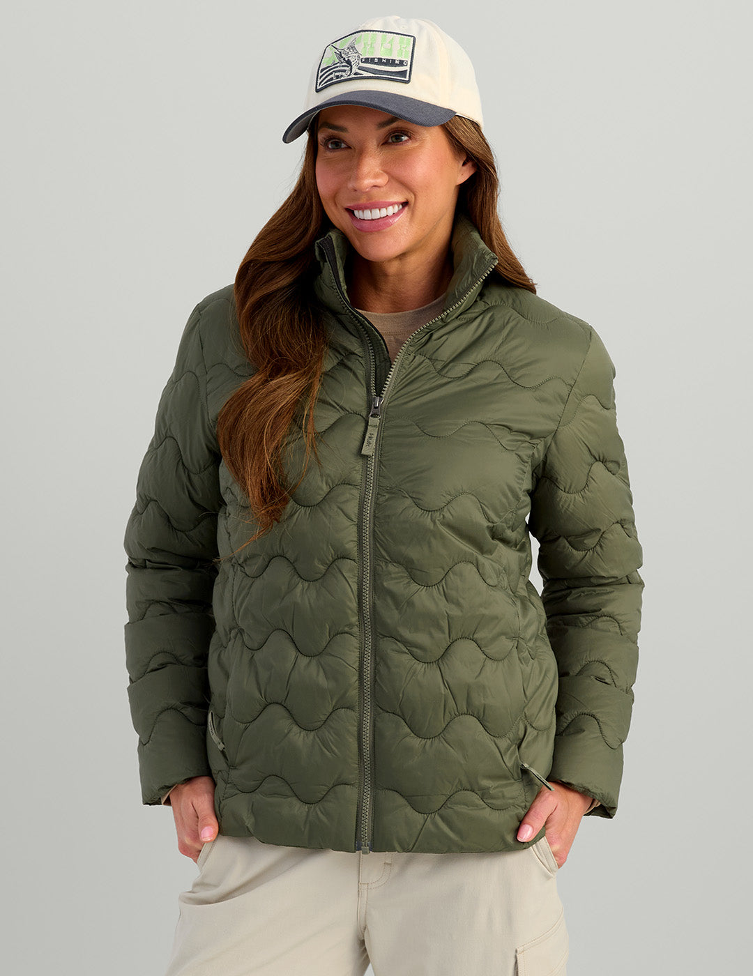Versatile Nylon Insulated Jacket for Women in Moss