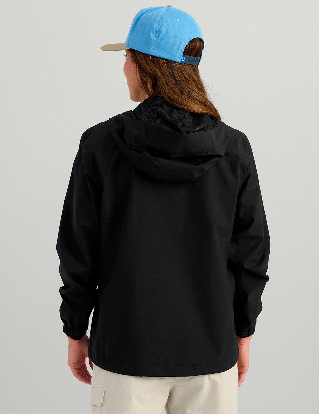 Waterproof Womens Black Storm Jacket with Adjustable Hood