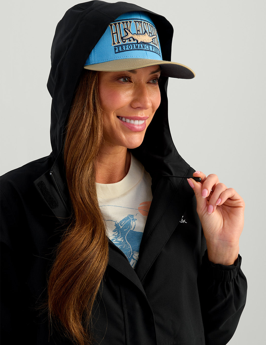 Waterproof Womens Black Storm Jacket with Adjustable Hood