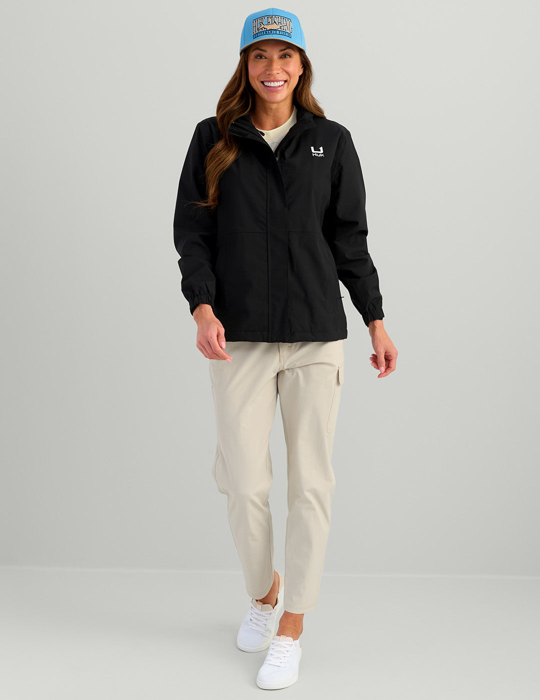 Waterproof Womens Black Storm Jacket with Adjustable Hood