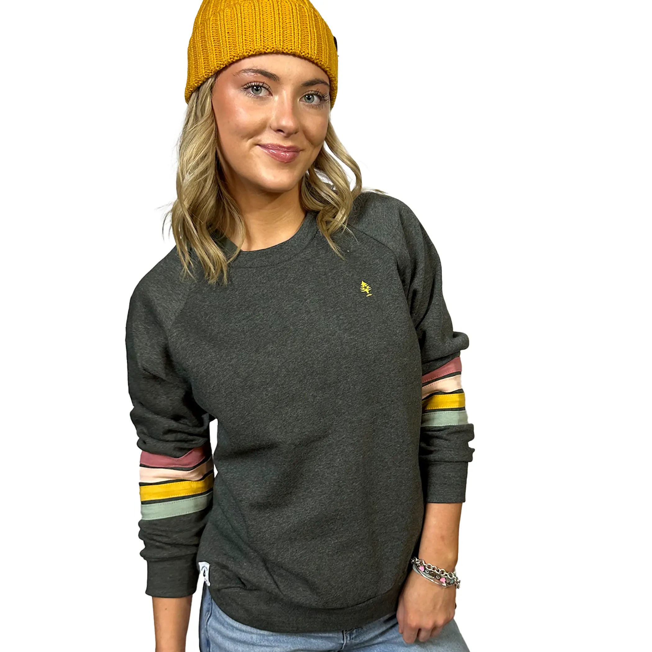 Quad Stripe Crewneck Sweatshirt for Women