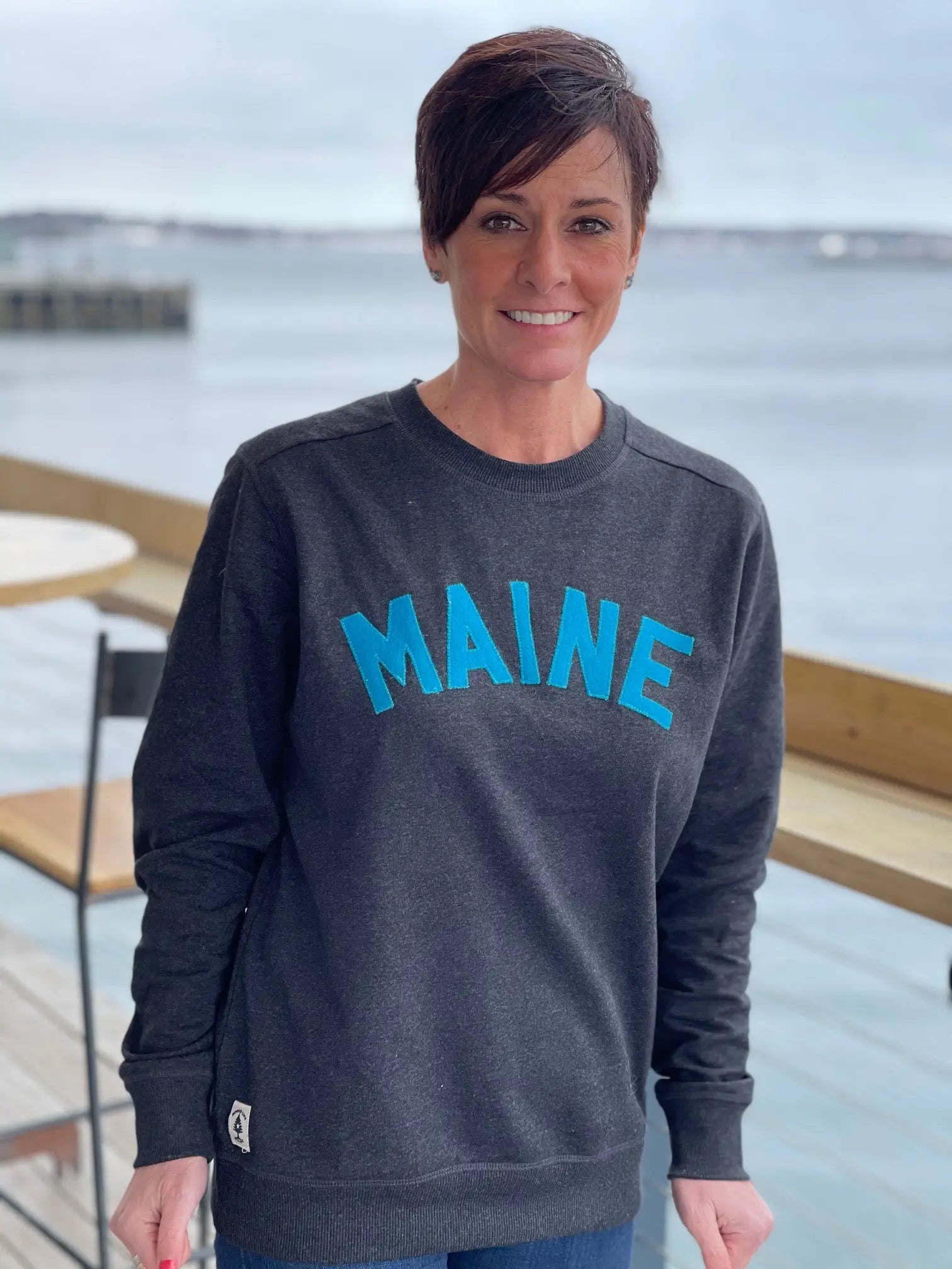 Vintage Teal Hand-Stitched Wool Maine Fleece Crewneck Shirt