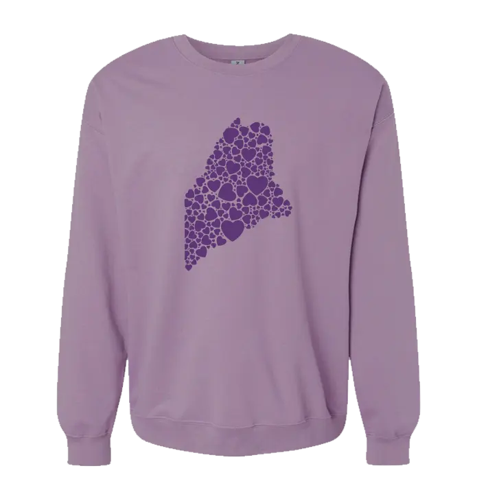 Maine Hearts Crewneck Sweatshirt | Softstyle Design | Purple