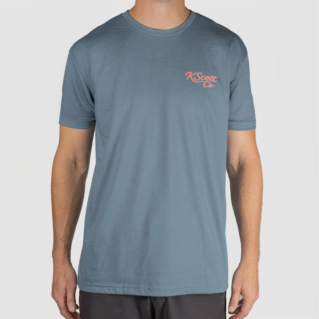 Slate Blue Premium Fishing T-Shirt 60% Cotton 40% Polyester