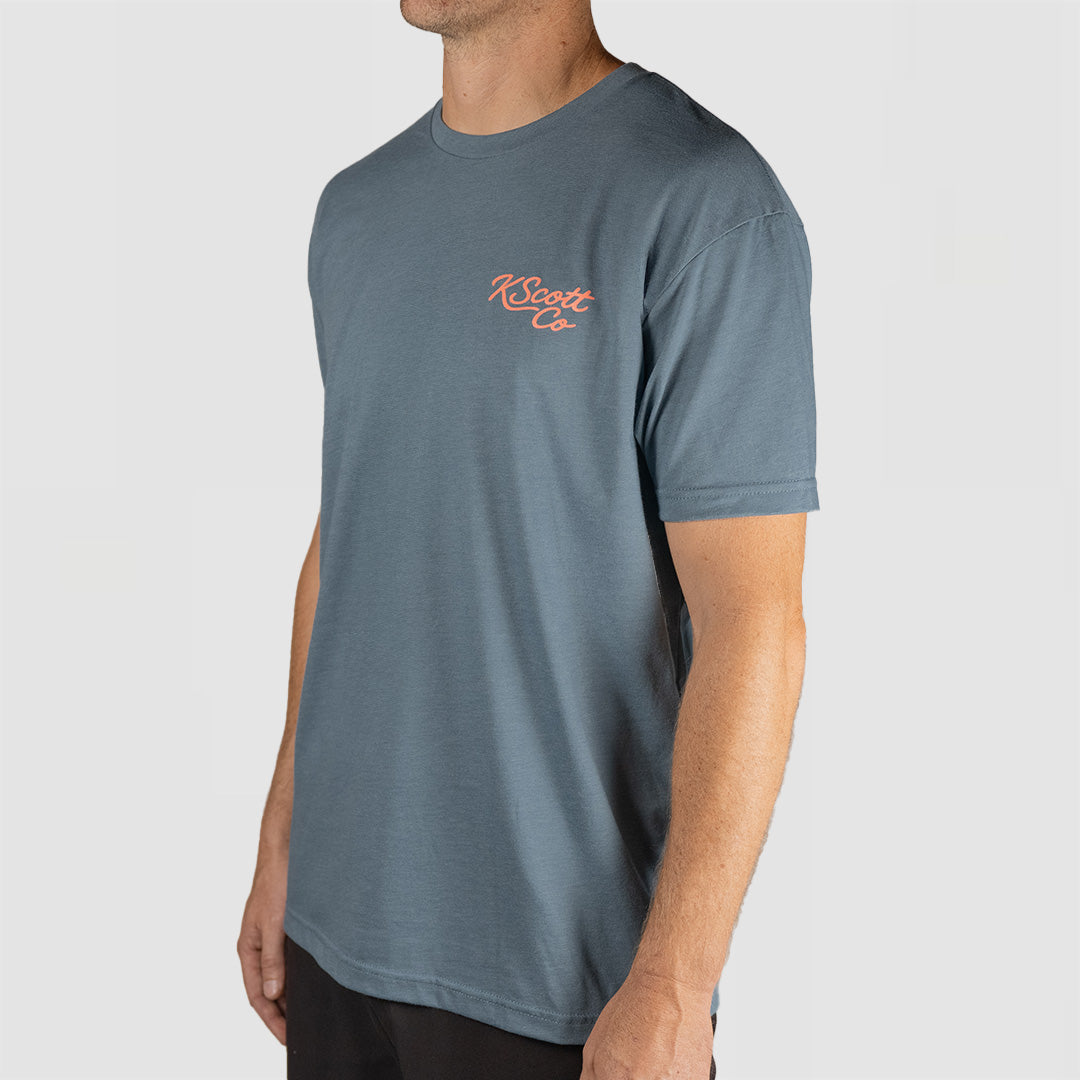 Slate Blue Premium Fishing T-Shirt 60% Cotton 40% Polyester