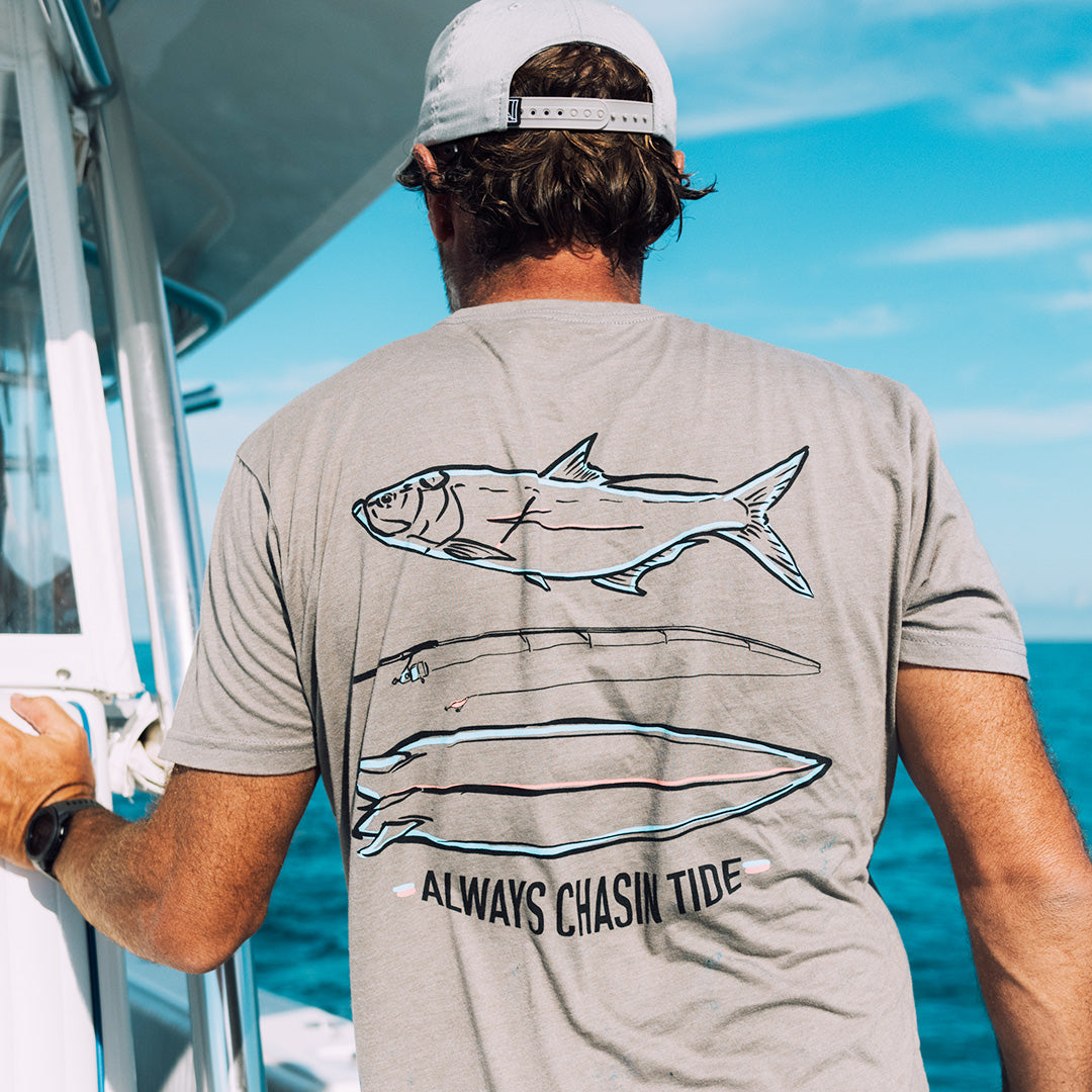 Fishing Theme Stone Gray T-Shirt - Ultra-Soft Cotton Polyester Blend