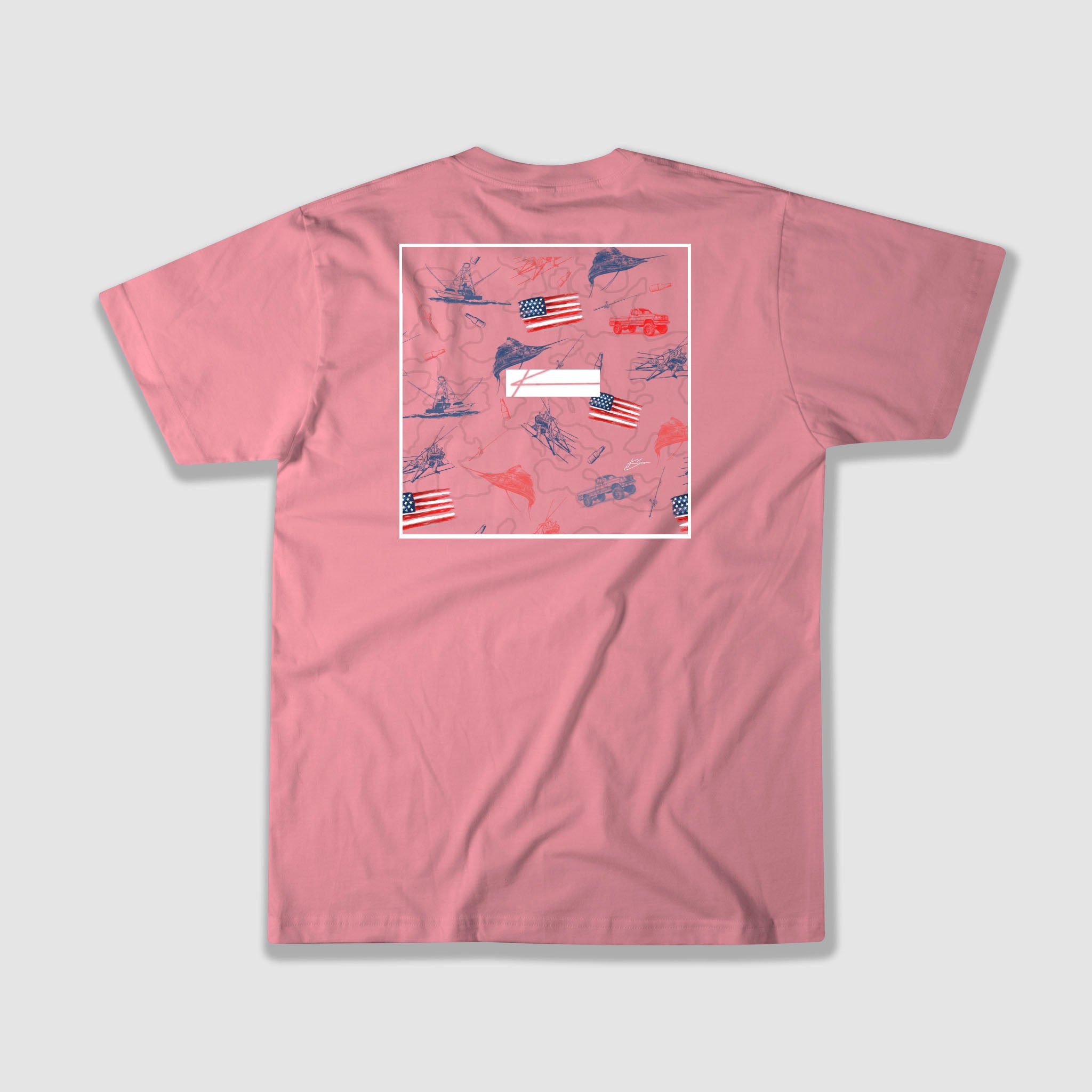Fishing Badge T-Shirt in Dusty Rose Color
