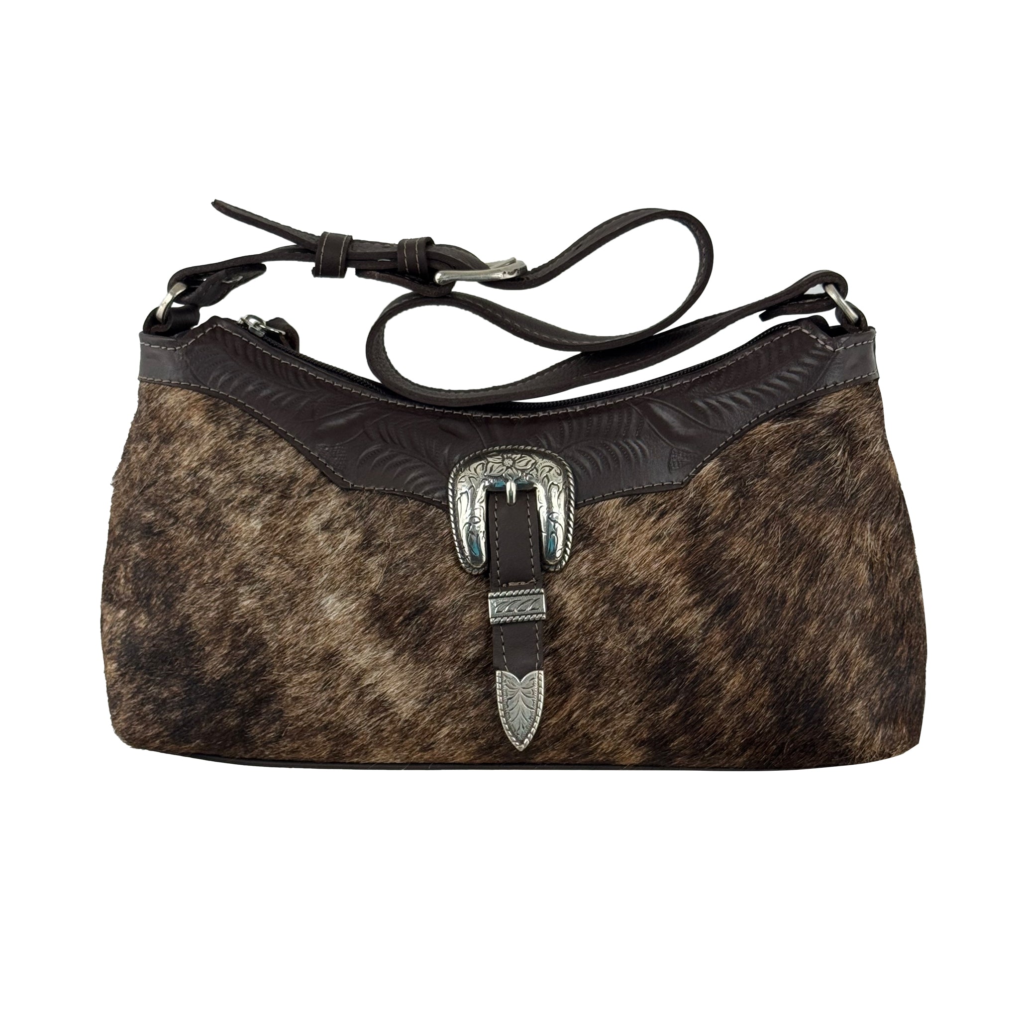 Cowtown Zip-Top Shoulder Bag w/ Hair-On Hide