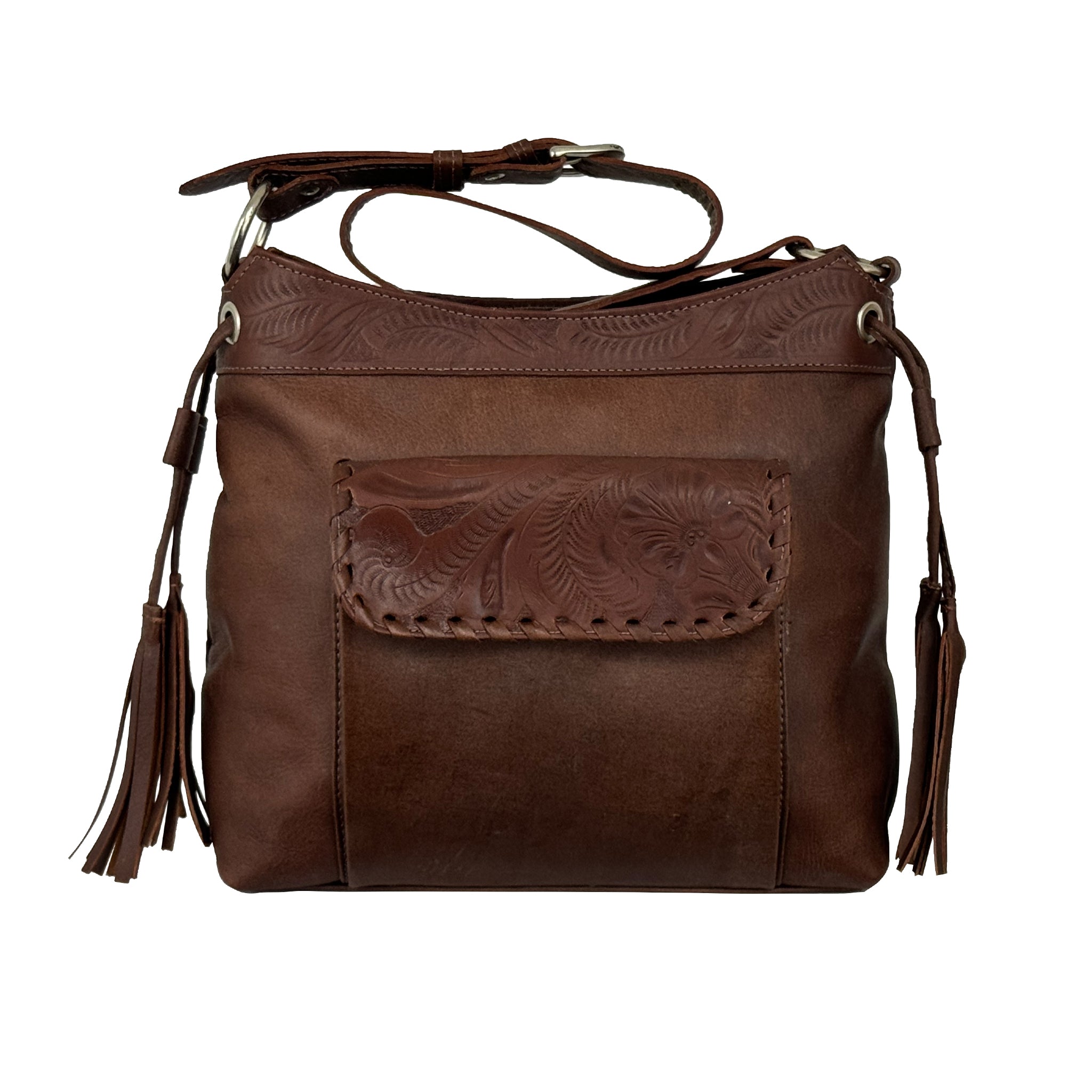 Waxed Leather Zip-Top Shoulder Bag