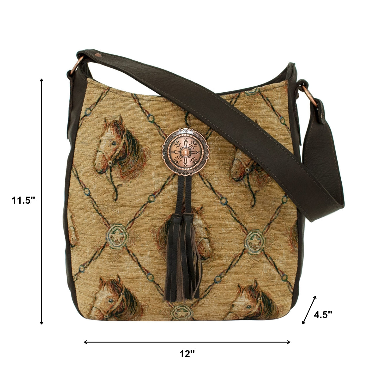 Bits & Bridle Tapestry Soft Zip-Top Shoulder Hobo