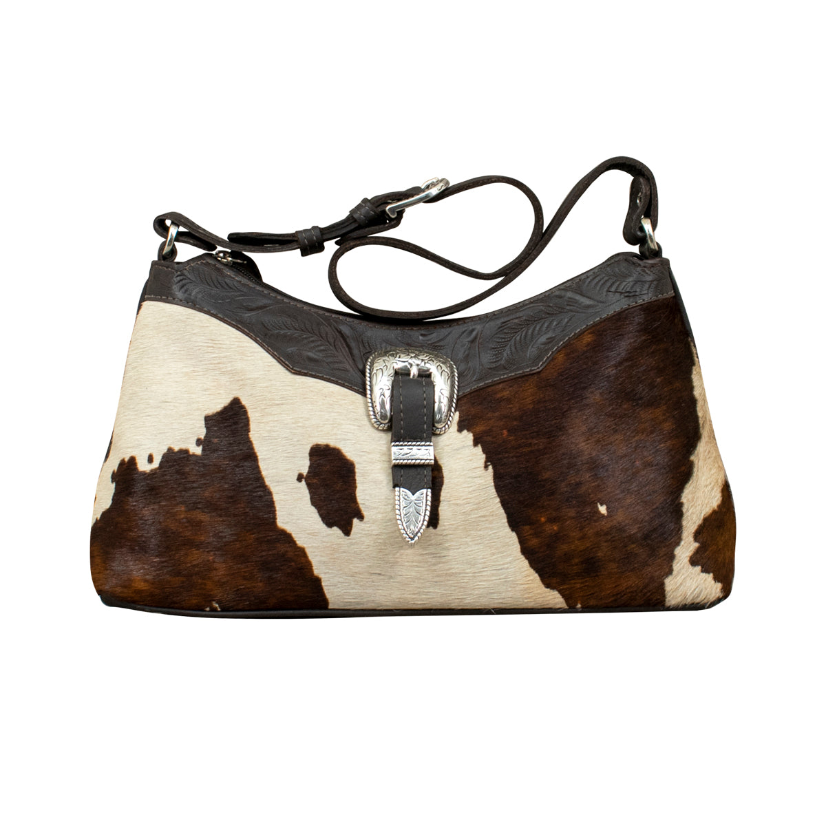 Cowtown Zip-Top Shoulder Bag w/ Hair-On Hide - Pony Hair-On