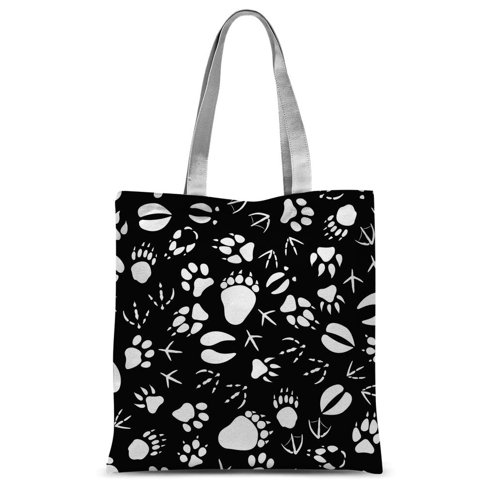 Animal Pawprints Black Pattern Classic Sublimation Tote Bag