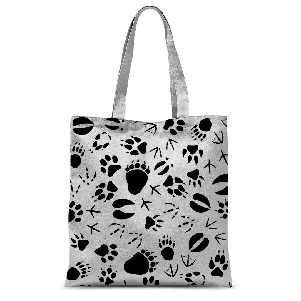 Animal Pawprints White Pattern Classic Sublimation Tote Bag