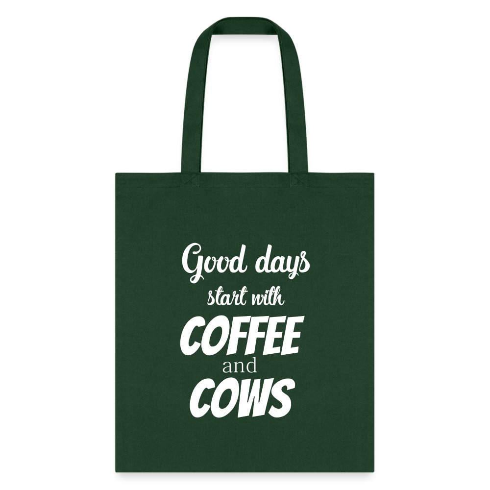 Coffee and Cows Tote Bag - Cute Graphic Print Cotton Canvas Shoulder Bag