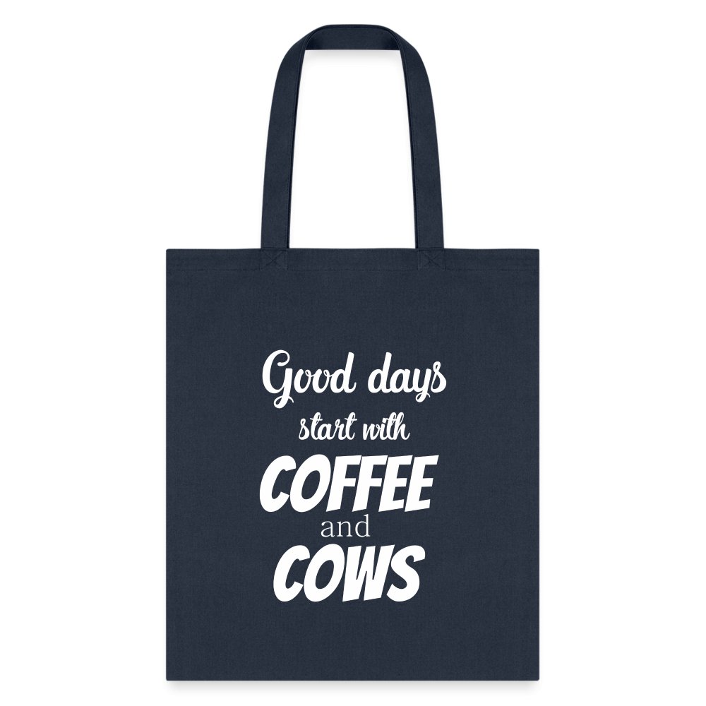 Coffee and Cows Tote Bag - Cute Graphic Print Cotton Canvas Shoulder Bag