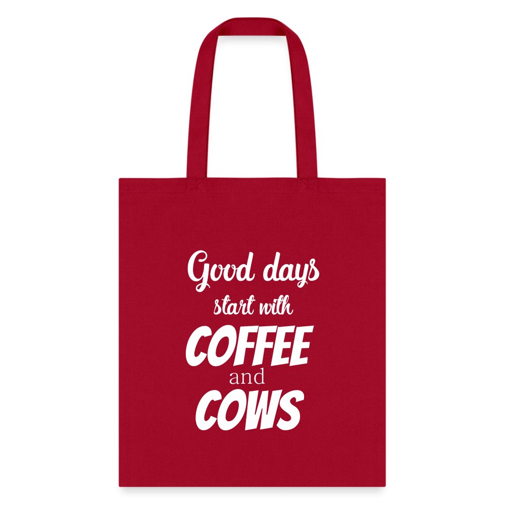 Coffee and Cows Tote Bag - Cute Graphic Print Cotton Canvas Shoulder Bag