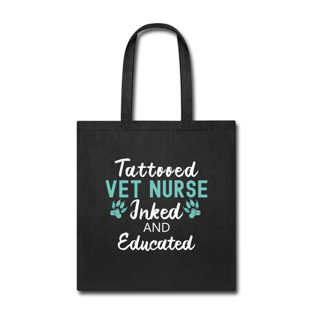 Inked and Educated Vet Nurse Tote Bag - Graphic Print Canvas Shoulder Bag
