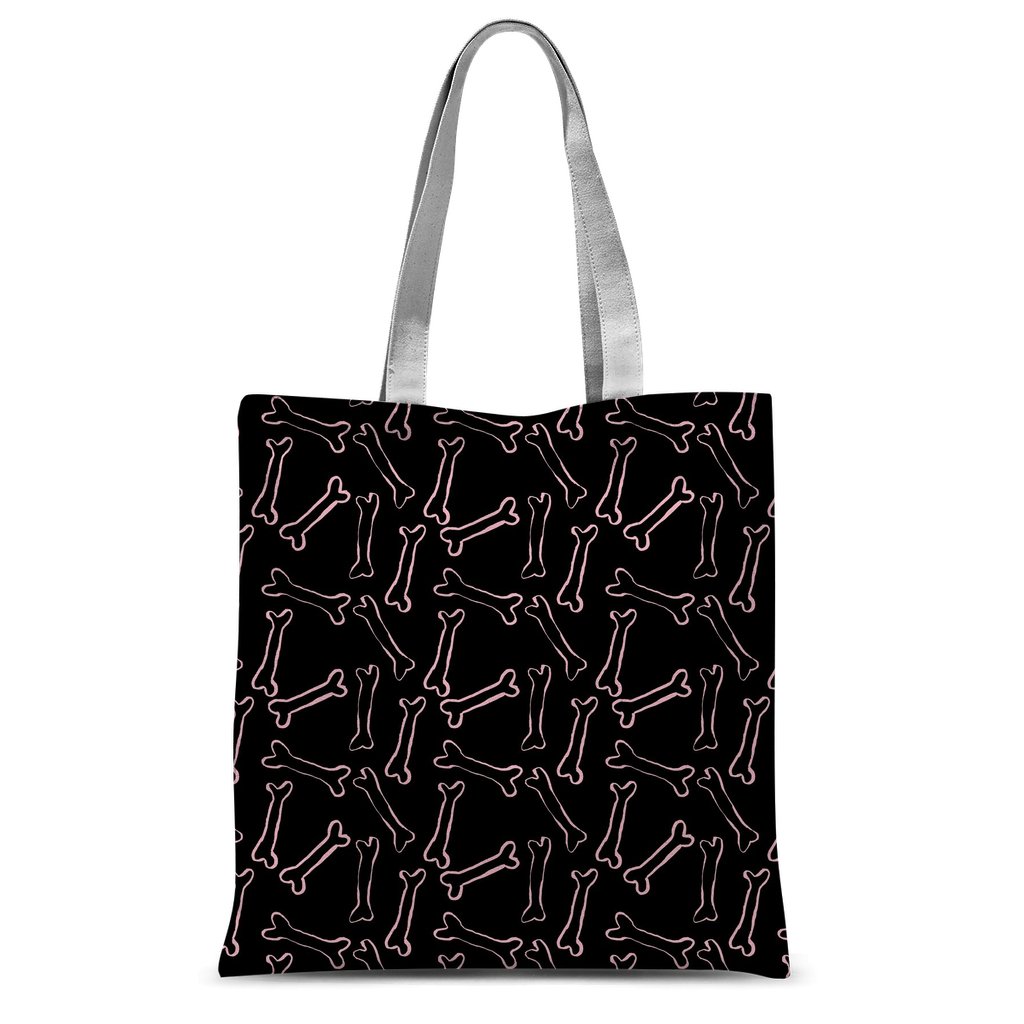 Pink Bones Black Pattern Classic Sublimation Tote Bag