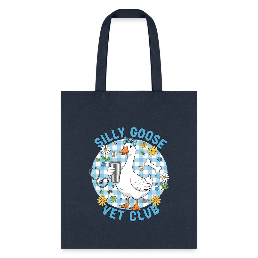 Silly Goose Vet Club Tote Bag - Durable Canvas Shoulder Bag for Veterinarians