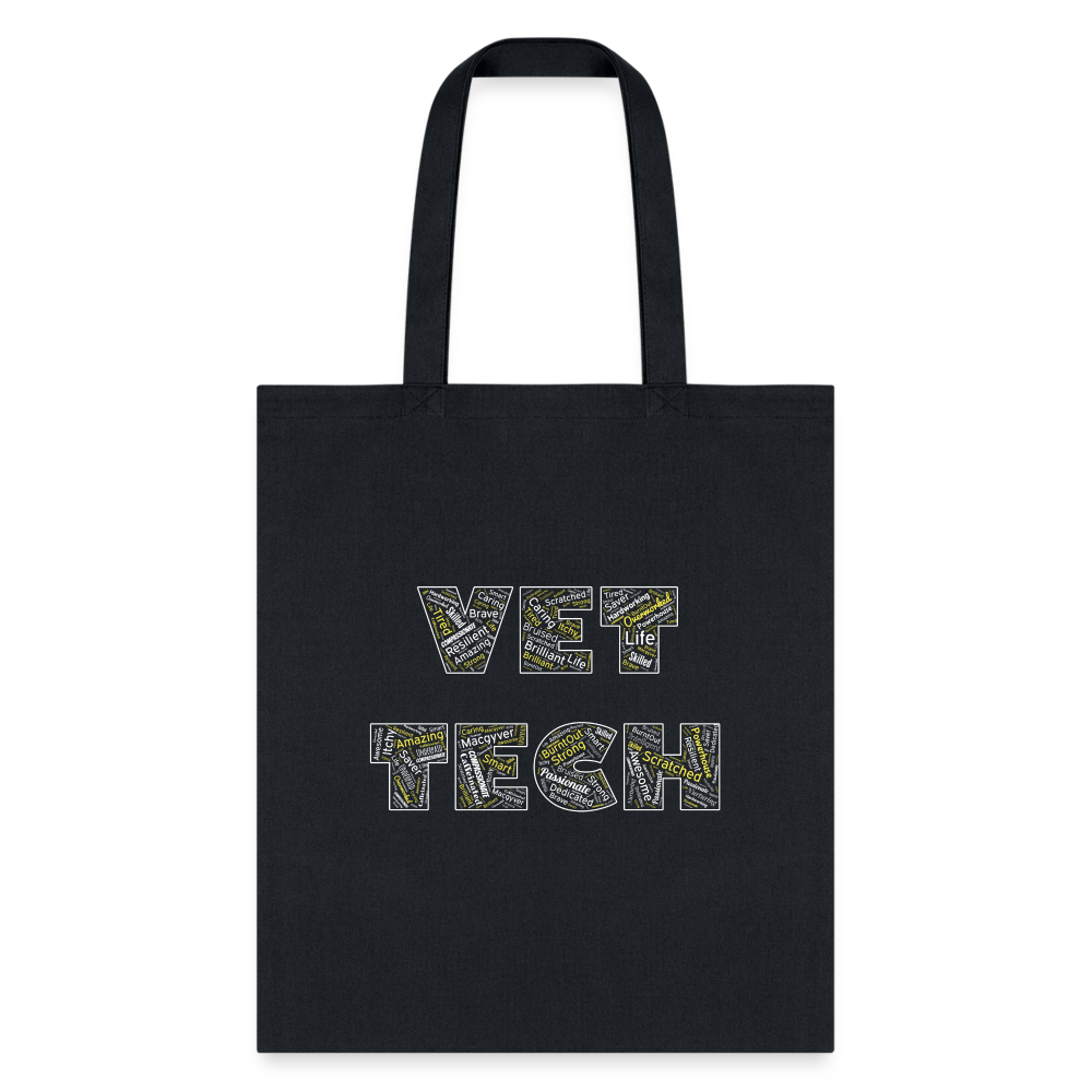 Vet Tech Typography Tote Bag - Stylish Cotton Canvas Shoulder Bag for Veterinary Professionals