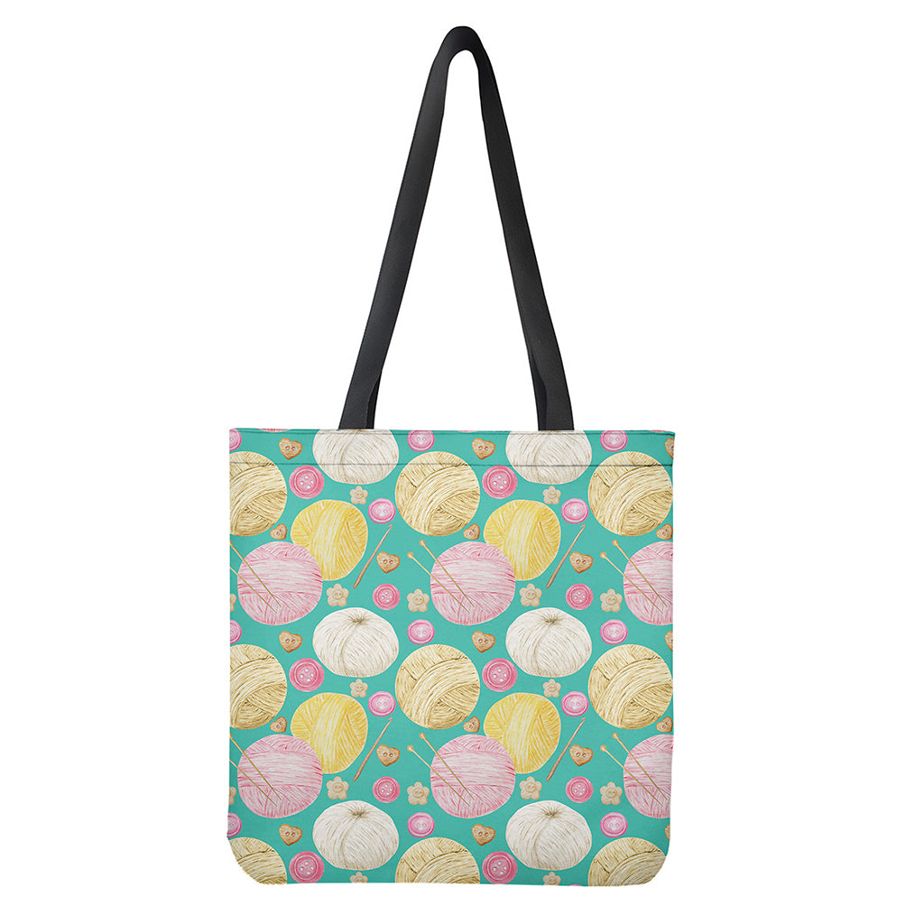 Watercolor Yarn Pattern Print Tote Bag - Polyester Double-Sided Print Shoulder Carry