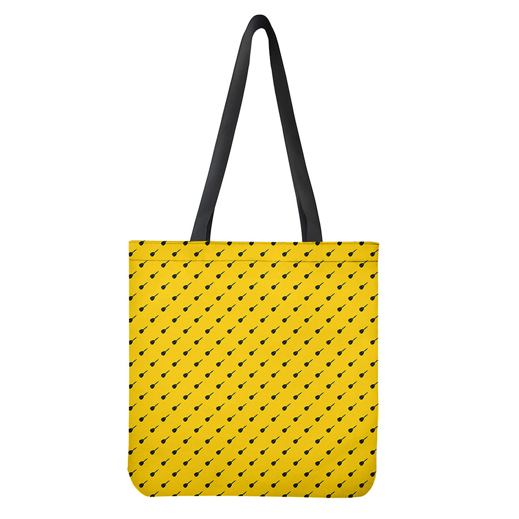 Yellow and Black Dart Pattern Print Tote Bag - Polyester Double-Sided Lightweight Shoulder Bag