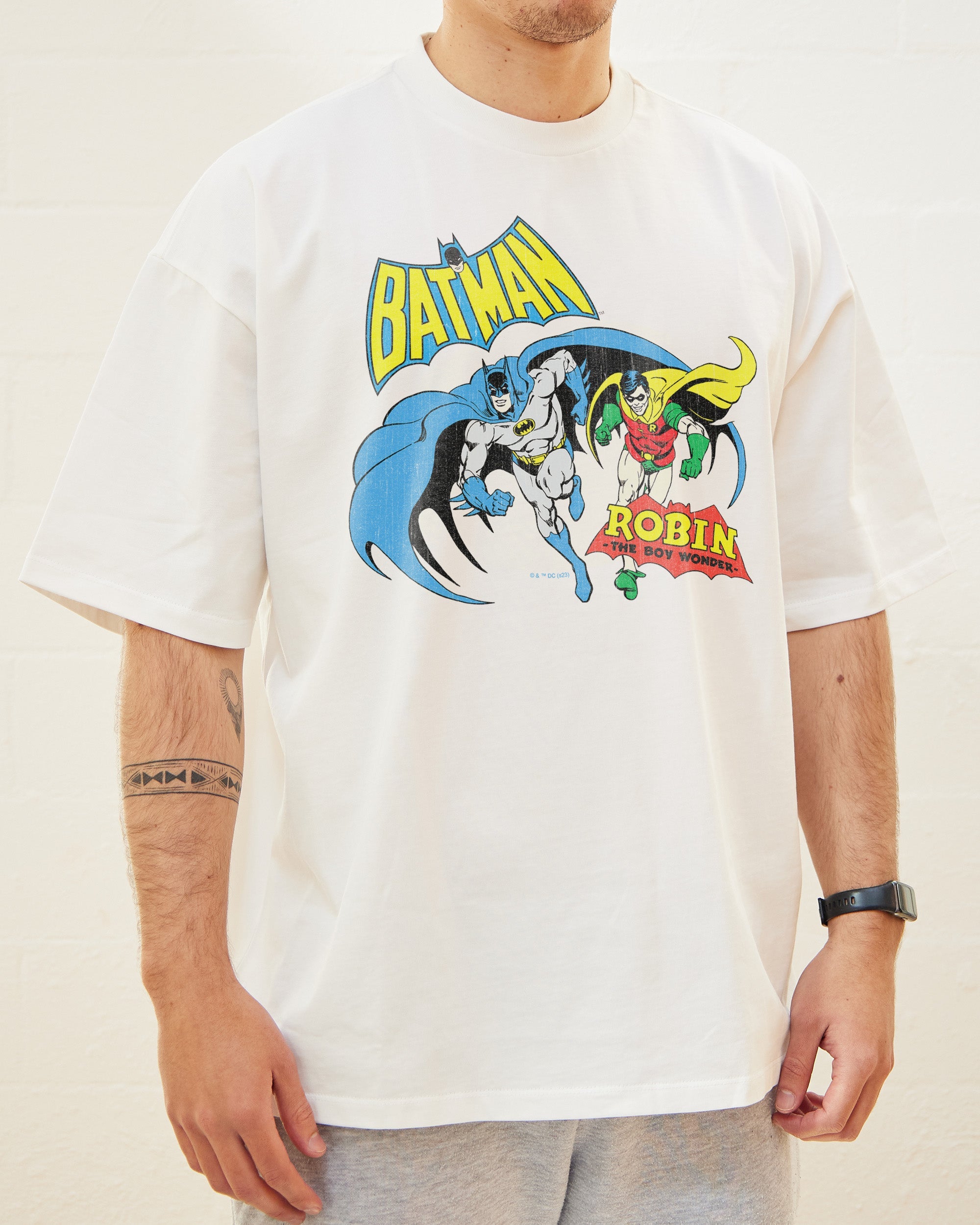 Batman and Robin The Boy Wonder Oversized Graphic T-Shirt Unisex 90s Boxy Fit